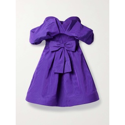 OSCAR DE LA RENTA Strapless bow-embellished cotton-blend moire mini dress