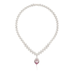 SSENSE Exclusive Silver   Pink Diamond Dip Necklace 241016M145002