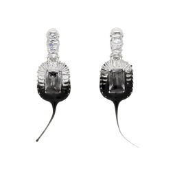 Silver   Black Diamond Dip Clip Earrings 241016F022006