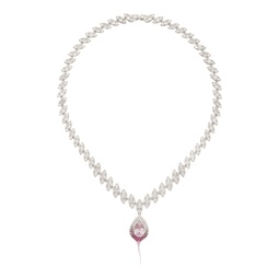 SSENSE Exclusive Silver   Pink Diamond Dip Necklace 241016F023001