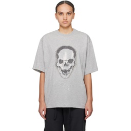 Gray Crystal Cut T Shirt 241016F110007