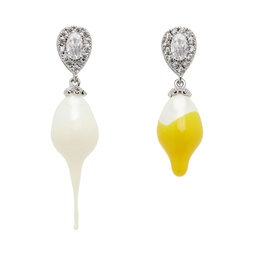 Yellow   White Pearl Drop Earrings 232016M144004