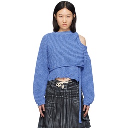 Blue Deconstructed Sweater 241016F096001