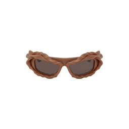 SSENSE Exclusive Brown Twisted Sunglasses 241016M134004