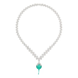 Silver   Green Diamond Dip Necklace 241016M145000