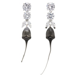 Silver   Black Diamond Tear Dip Earrings 241016F022003