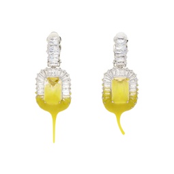 Silver   Yellow Diamond Dip Clip Earrings 241016F022005
