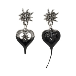 Silver Dipped Flower Heart Earrings 241016M144010