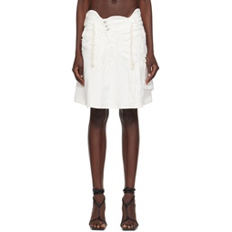 White Frayed Edge Denim Miniskirt 241016F052014