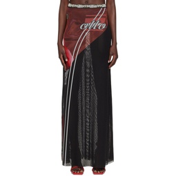 Red Printed Maxi Skirt 241016F093011