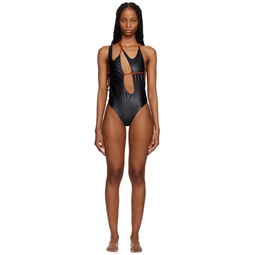 Black Laced One Piece Swimsuit 231016F103001