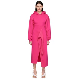 Pink Hooded Midi Dress 222016F055007