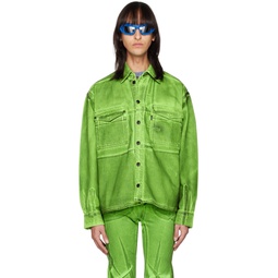 Green Oversized Denim Jacket 222016M177001