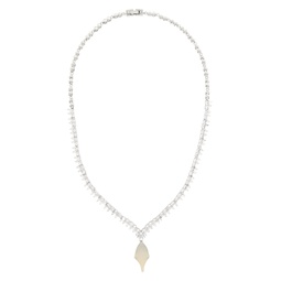 Silver   Off White Diamond Dip Necklace 232016F023002