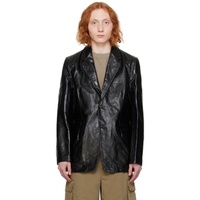 Black Opening Leather Jacket 241803M181001