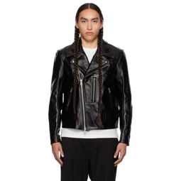 Black Hellraiser Leather Jacket 232803M181002