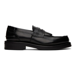 Black Serrated Loafers 231803M231001