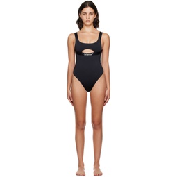 Black Bonded One-Piece Swimsuit 232607F103000
