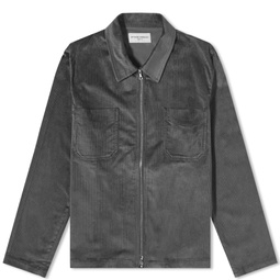 Officine Generale Byron Baby Cord Zip Overshirt Charcoal