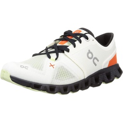 ON Mens Cloud X 3 Sneakers, Ivory/Flame, 11.5