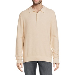 Waffle Patterned Cashmere Blend Polo