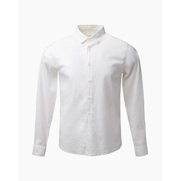 mens stretch linen long sleeve shirt in white