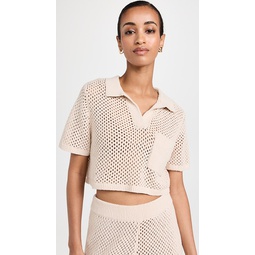 Crochet Knit Cropped Polo