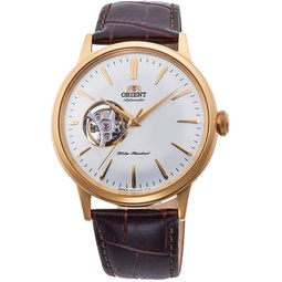 Orient Bambino Open Heart-Armbanduhr aus japanischem Edelstahl und Leder, Gold, Default Title, Strap