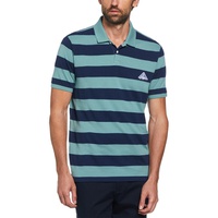 interlock textured stripe polo shirt