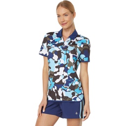 Womens Original Penguin Golf Abstract Printed Polo with Curved Hem
