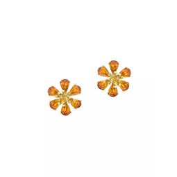 Goldtone & Glass Crystal Flower Button Earrings