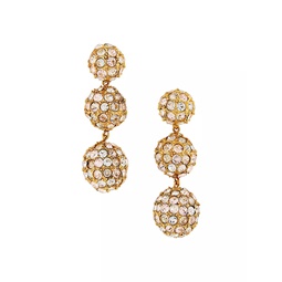 Tri Goldtone & Crystal Ball Drop Earrings