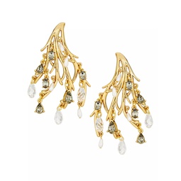 Goldtone, Crystal Glass & Pearl Branch Drop Earrings