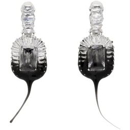Silver & Black Diamond Dip Clip Earrings 241016F022006
