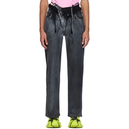 Black Double Fold Jeans 241016M186001