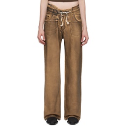 SSENSE Exclusive Brown Double Fold Jeans 241016M191002