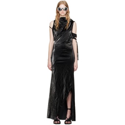 Black Draped Maxi Dress 231016F055023