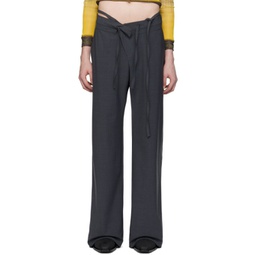 SSENSE Exclusive Gray Double Fold Trousers 241016M191004