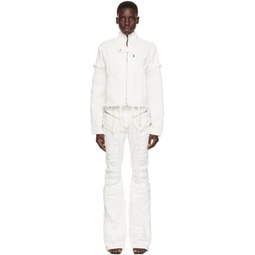 White Cropped Denim Jacket 241016F060007