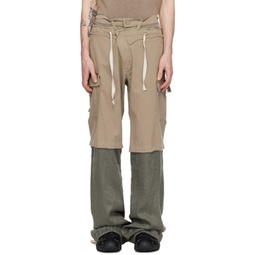 Gray & Khaki Baggy Cargo Pants 241016M188000