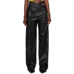 Black Wrap Faux-Leather Jeans 232016F069000