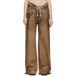 Brown Double Fold Jeans 231016F069009
