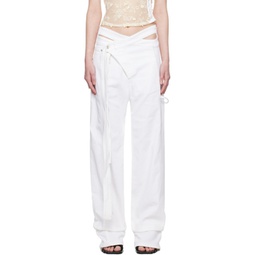 White Cutout Jeans 231016F069004