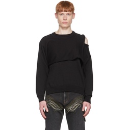 Black Cotton Sweater 221016M201001