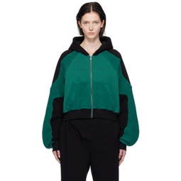 Black & Green Garment-Dyed Hoodie 232016F097009