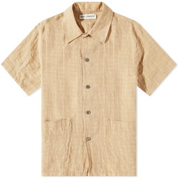Our Legacy Elder Pocket Short Sleeve Shirt Oat Texan Pinstripe