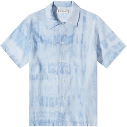 Our Legacy Tie Dyed Short Sleeve Shirt Blue Brush Stroke Print