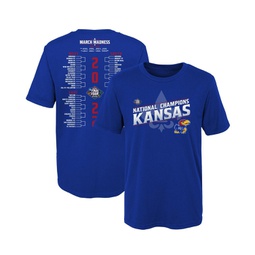 Boys and Girls Preschool Royal Kansas Jayhawks 2022 NCAA Mens Basketball National Champions Bracket T-shirt