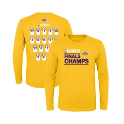 Big Boys Gold Los Angeles Lakers 2020 NBA Finals Champions Roster Long Sleeve T-shirt