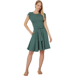 Womens PACT Fit & Flare Petal Sleeve Dress